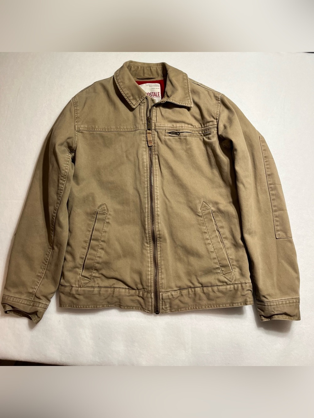 Vintage Aeropostale Men's Khaki Zip Front Shirt Jacket